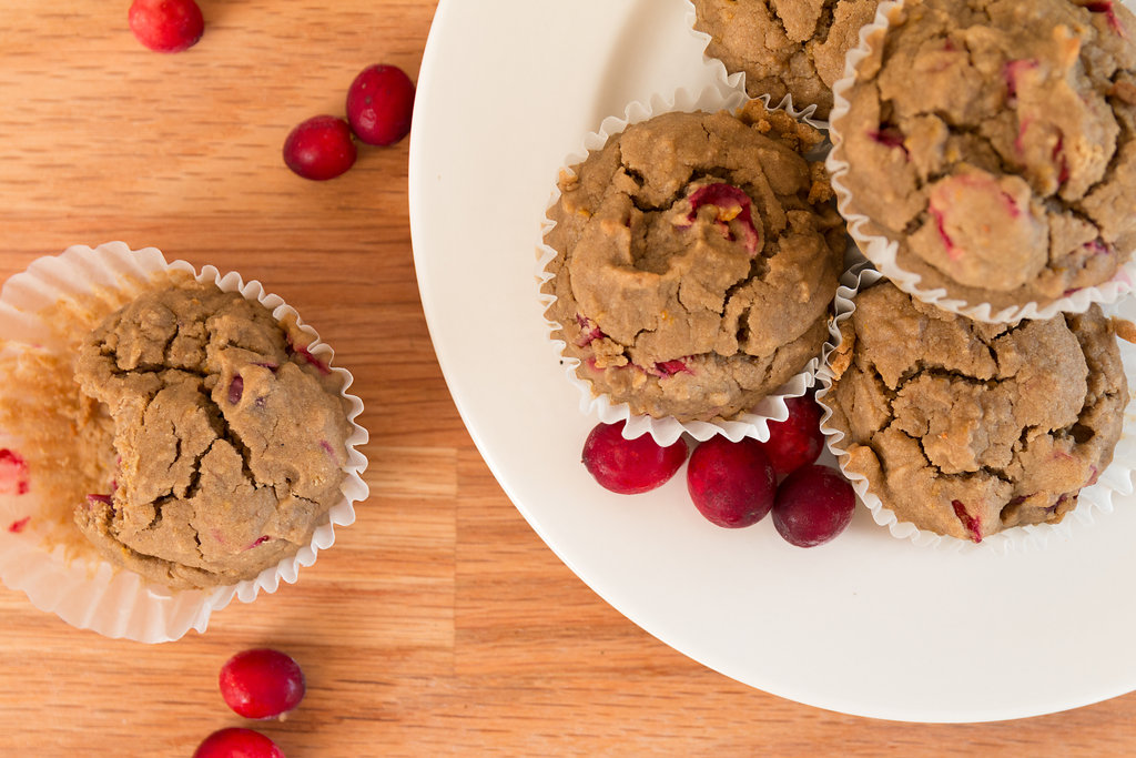 Cranberry-Orange Muffins with Oat and Banana Flours